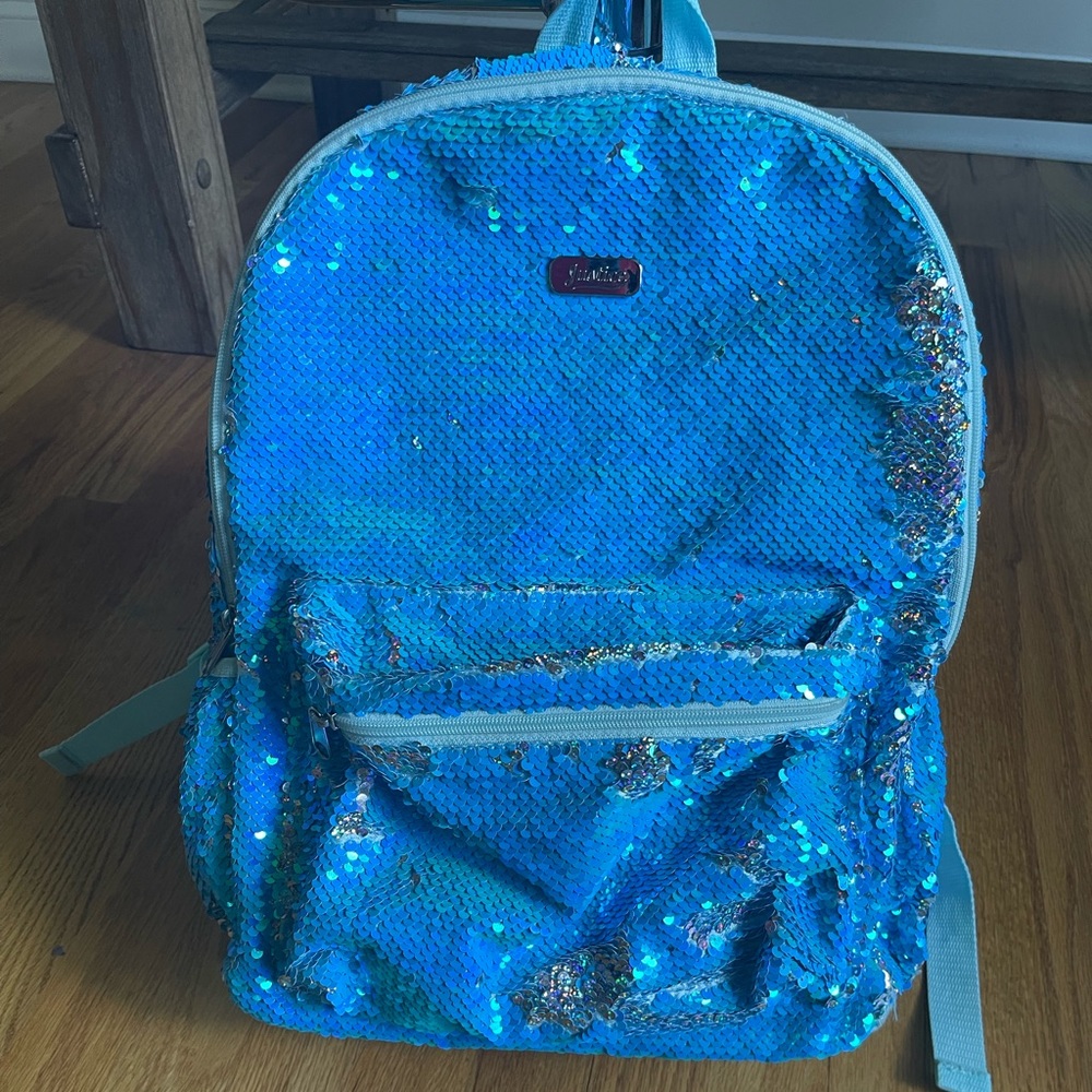 Justice blue flip sequin backpack